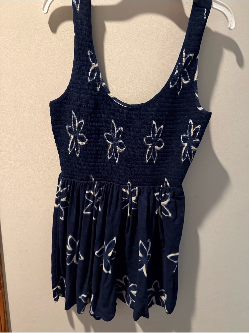 American Eagle Navy Floral Smocked Tank Mini Dress